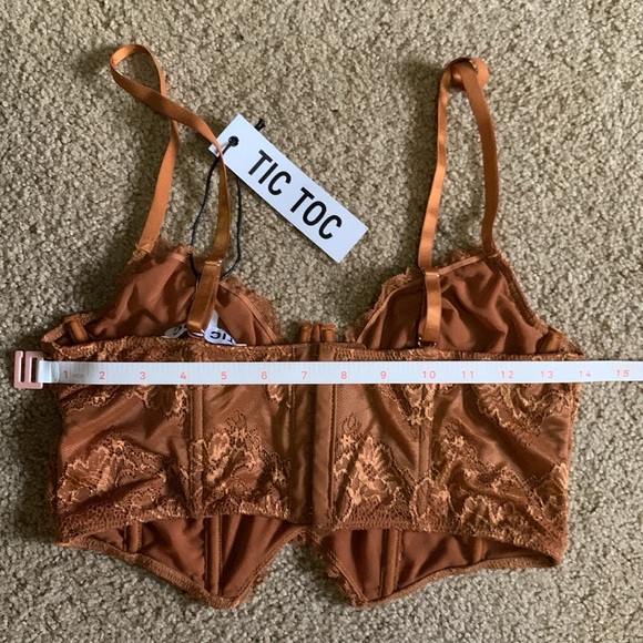 🧡NWT Floral Lace Copper Rust Tic Toc Bralette Corset Top - Picture 6 of 6
